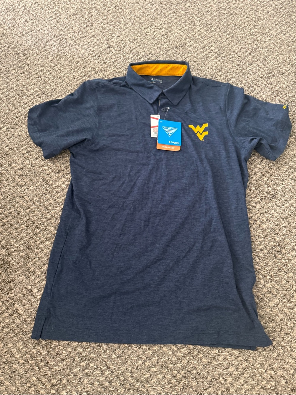 Columbia Men’s Navy Polo with Yellow WV Logo